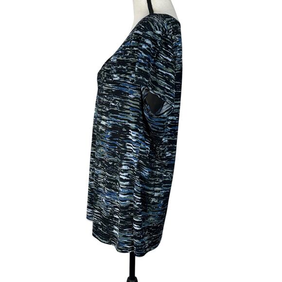 Liz Claiborne X-Large Top Abstract Cap Sleeve V-Neck Stretch Lightweight Multi - Picture 5 of 7